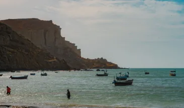 Gwadar beach view with fishermen boats