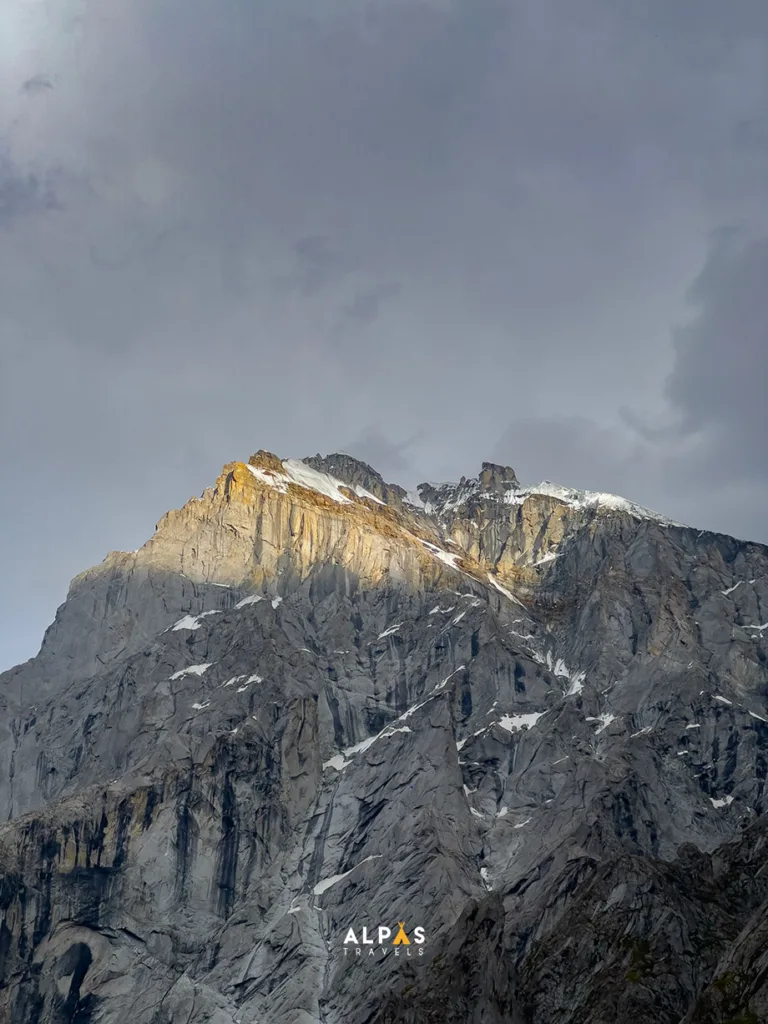 Sunlight on a granite tower in nangma valley