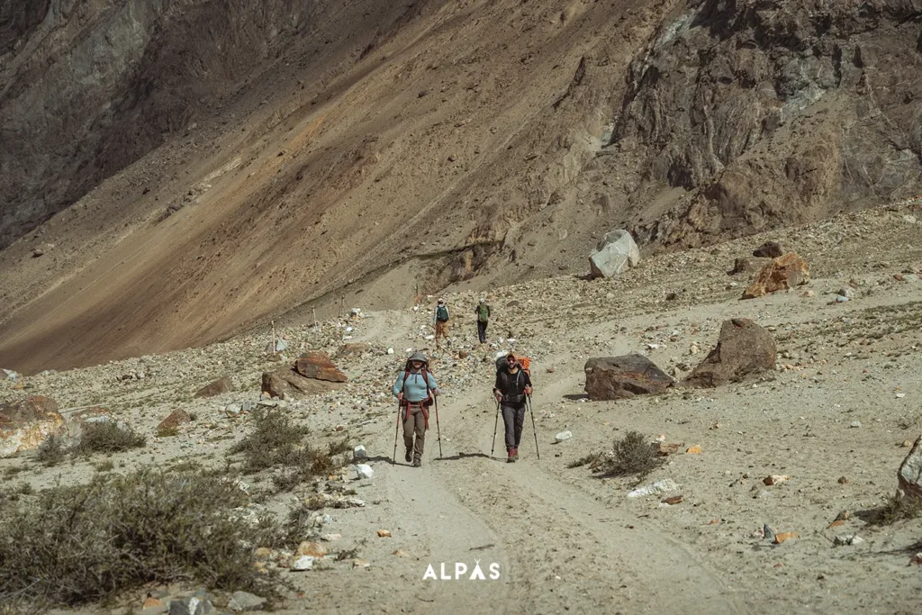 Trekkers on the way to Jhul campsite from Askole during the K2 Trek